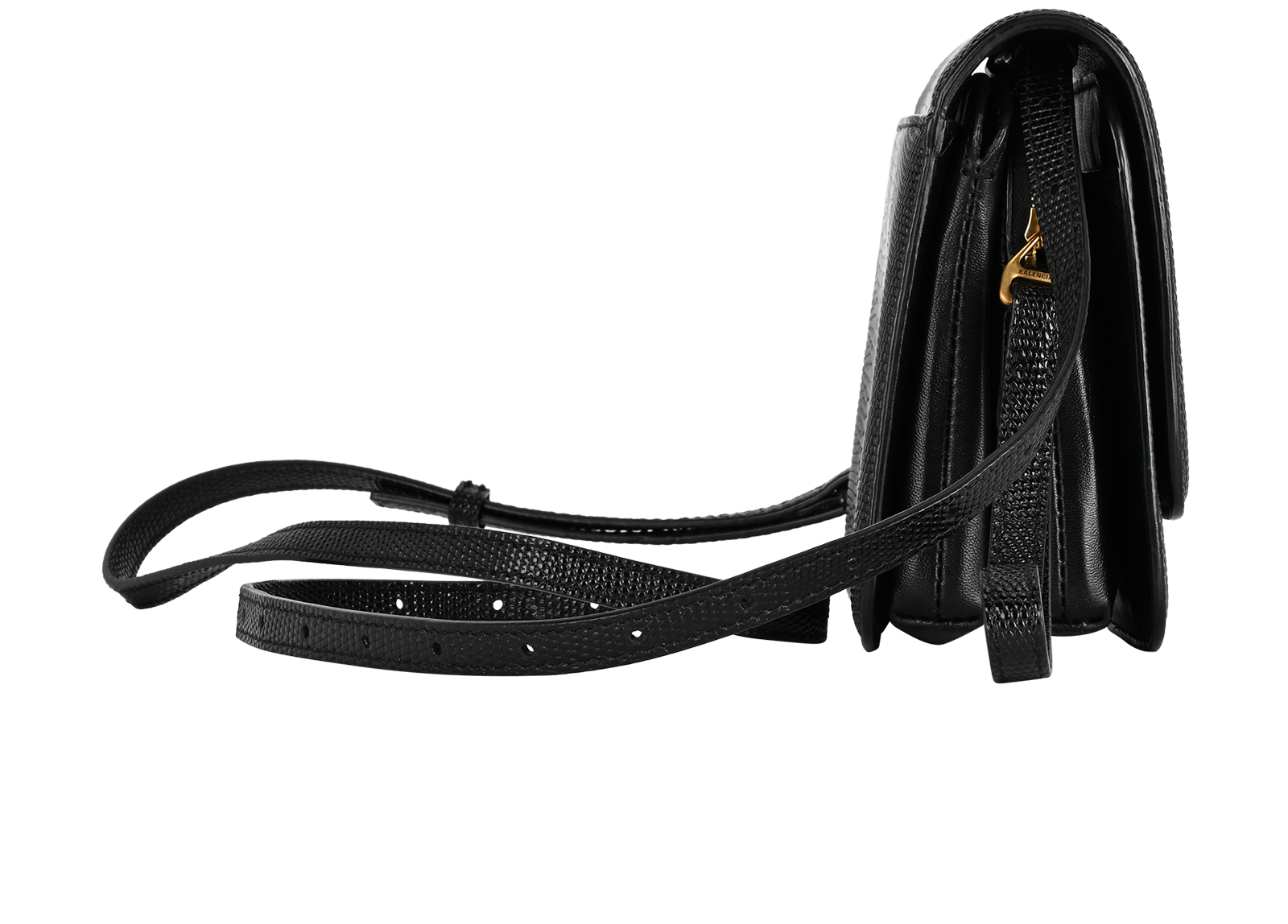 B Crossbody Bag, &pound;450, Handbags, Black, Leather, Side view